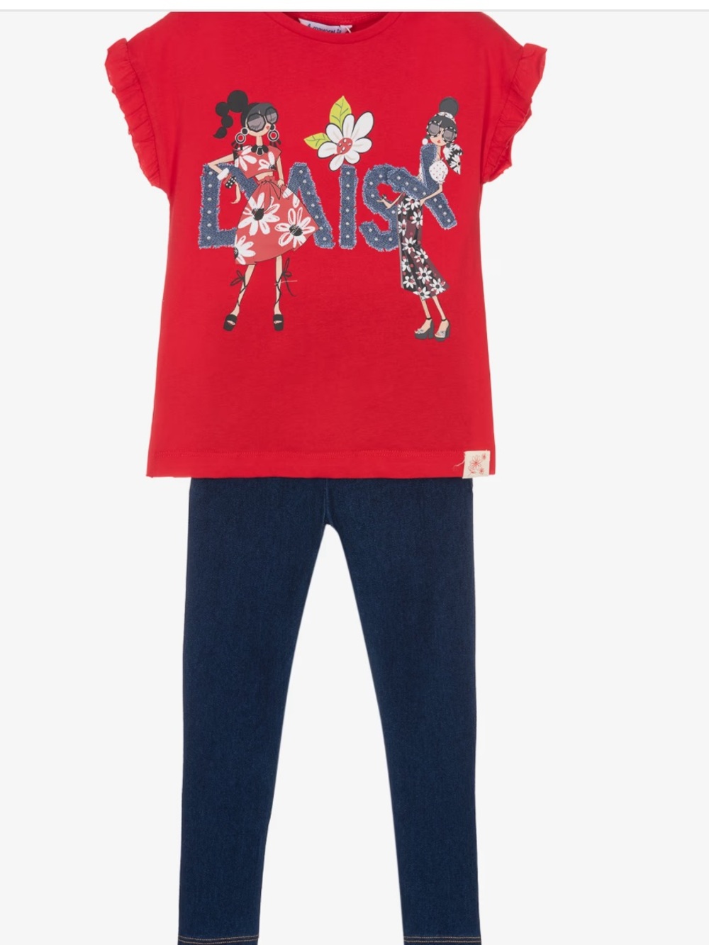 Mayoral  Girls set - Red and Blue Denim-Look size 4T NWT